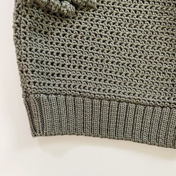 Helmut Lang Pom-Pom Off Shoulder Top Pullover Sweater Hunter Sage Green XS NWOT - Picture 3 of 9